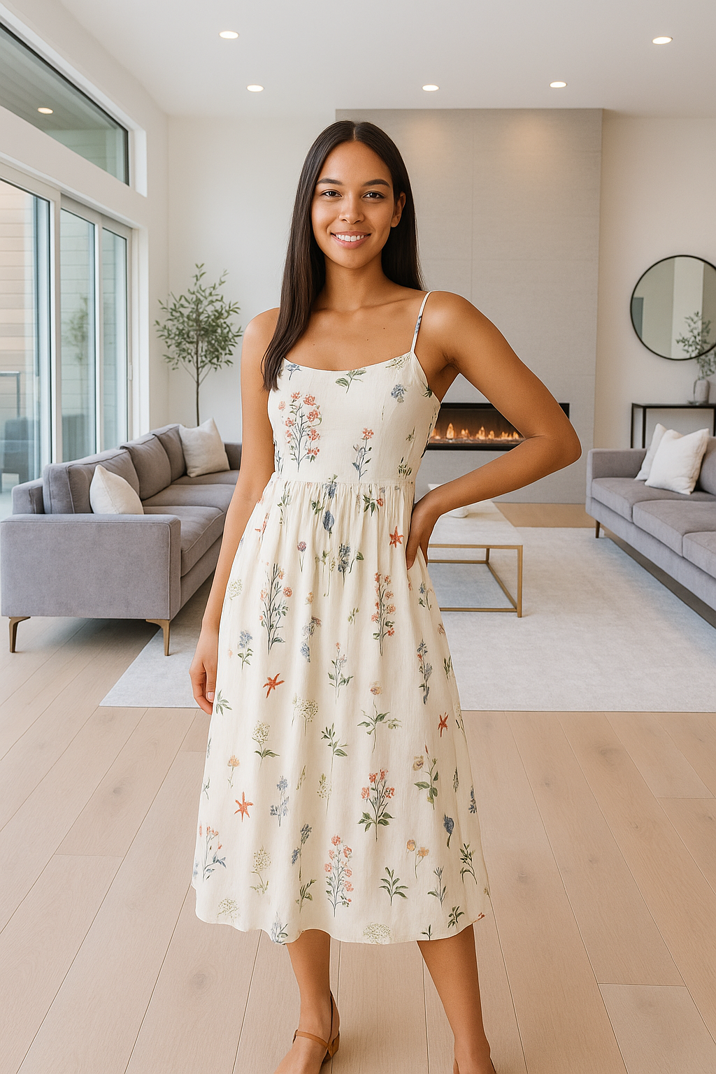 Garden Grace Floral Midi Dress