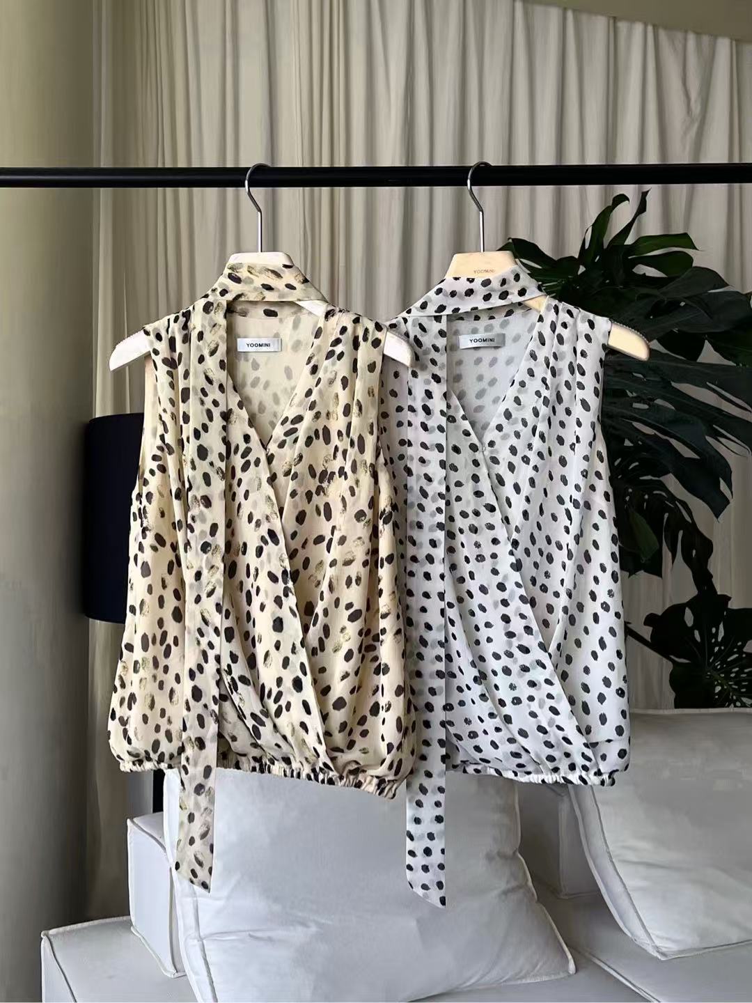 Polka Dot Sleeveless Blouse