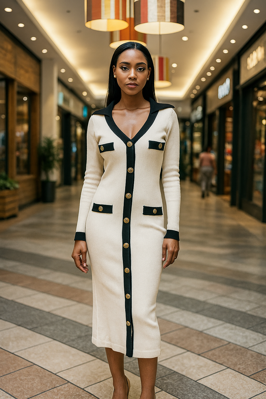 Contrast Button-Down Knit