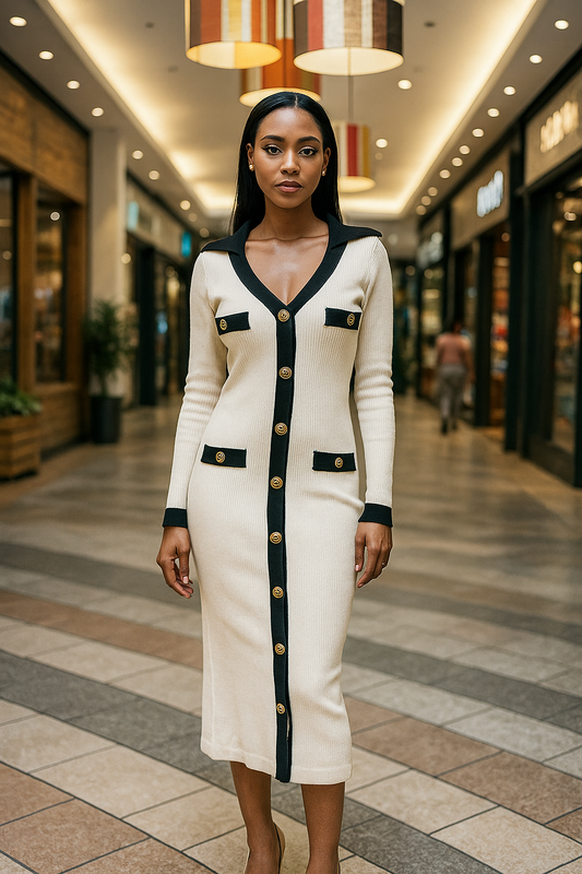 Contrast Button-Down Knit