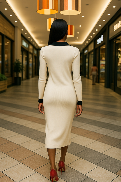 Contrast Button-Down Knit