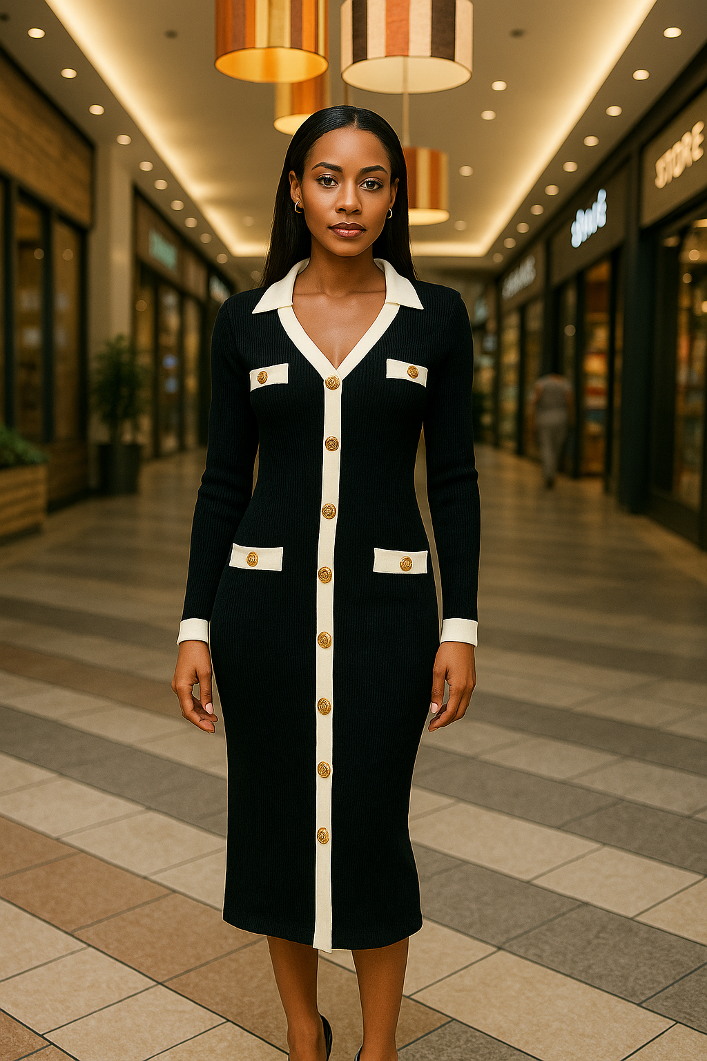 Contrast Button-Down Knit