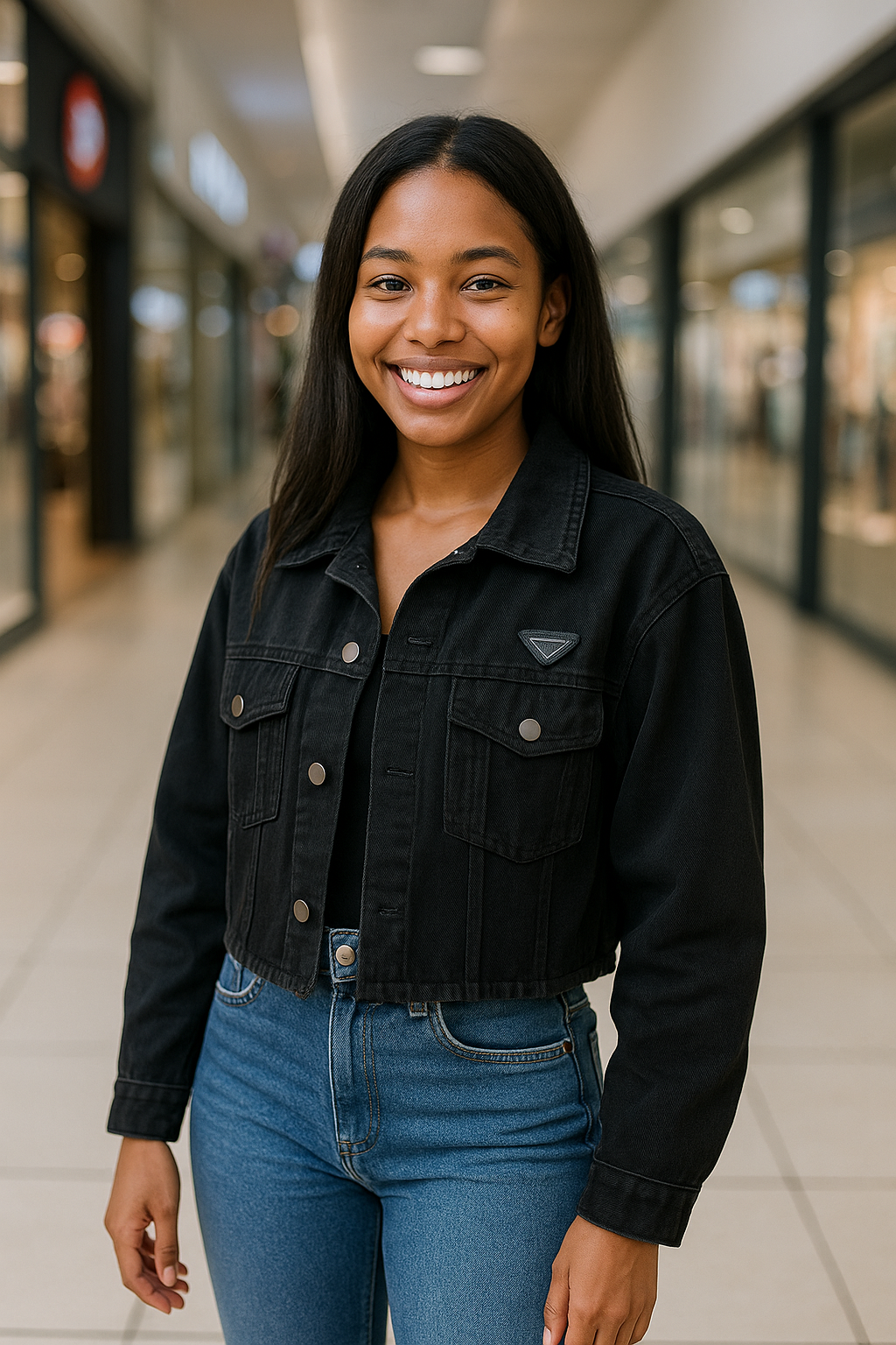 Midnight Edge Cropped Denim Jacket