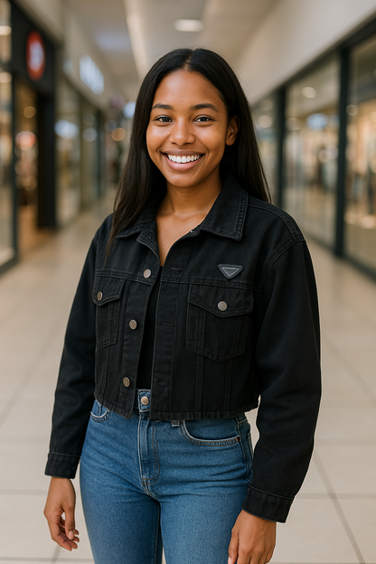 Midnight Edge Cropped Denim Jacket