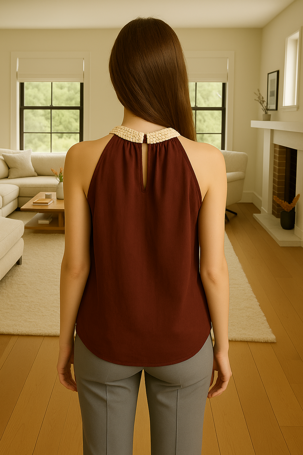 Braided Neck Top
