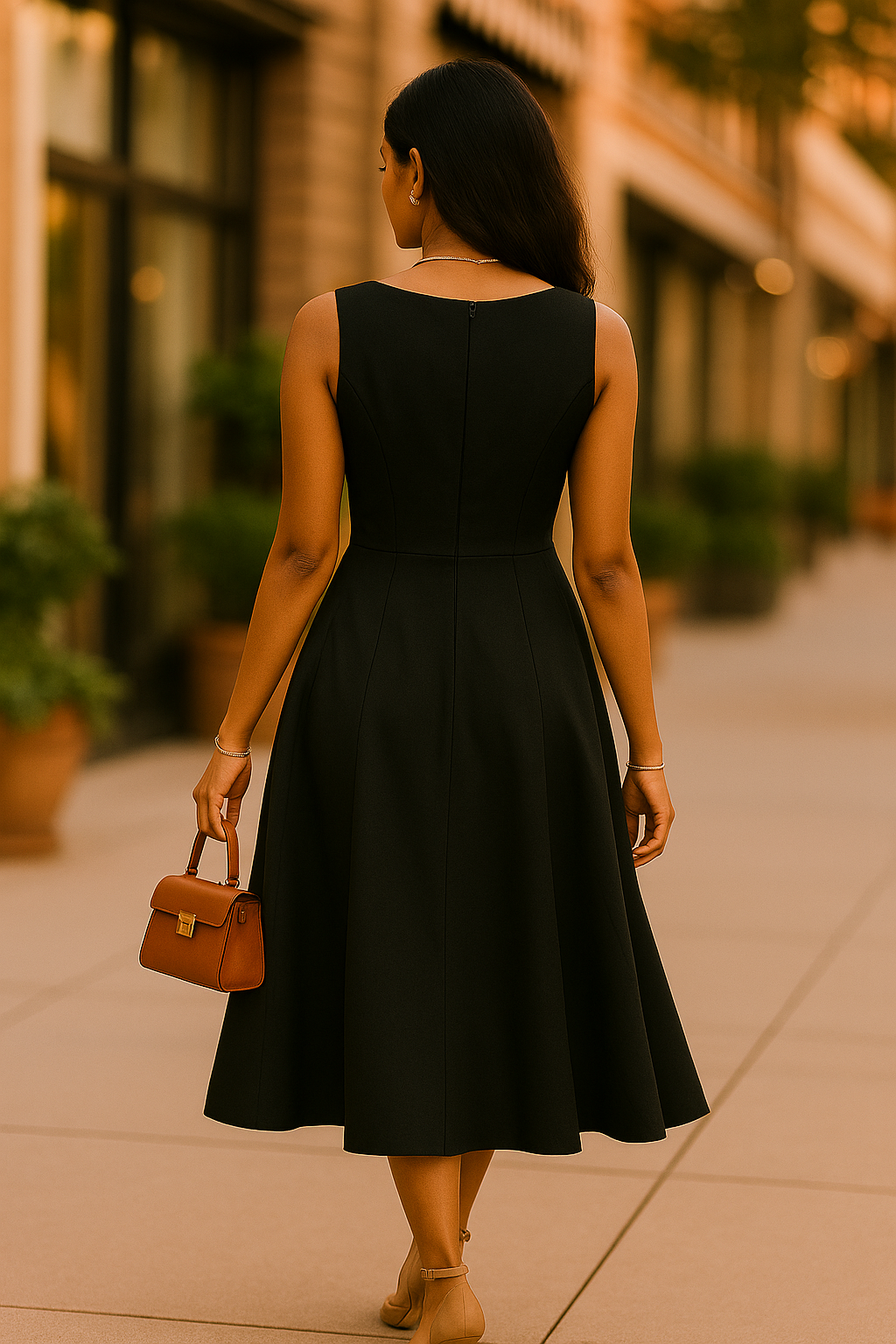 Timeless Elegance Black Midi Dress