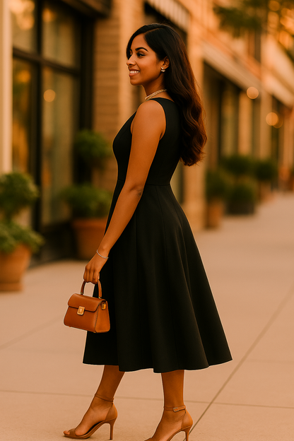 Timeless Elegance Black Midi Dress