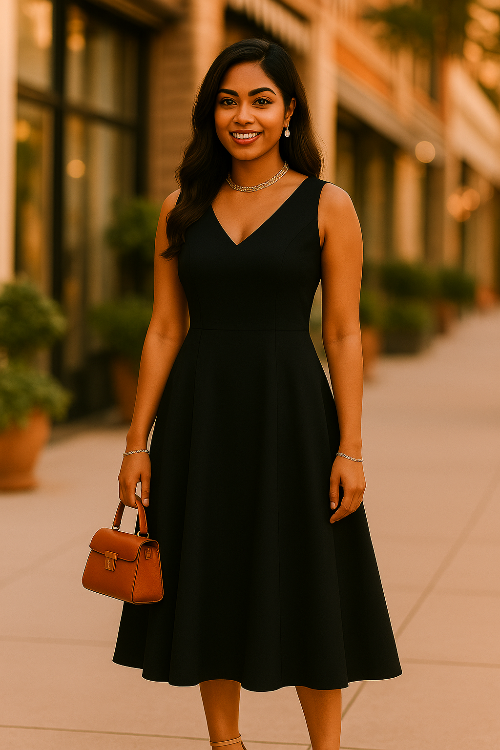 Timeless Elegance Black Midi Dress