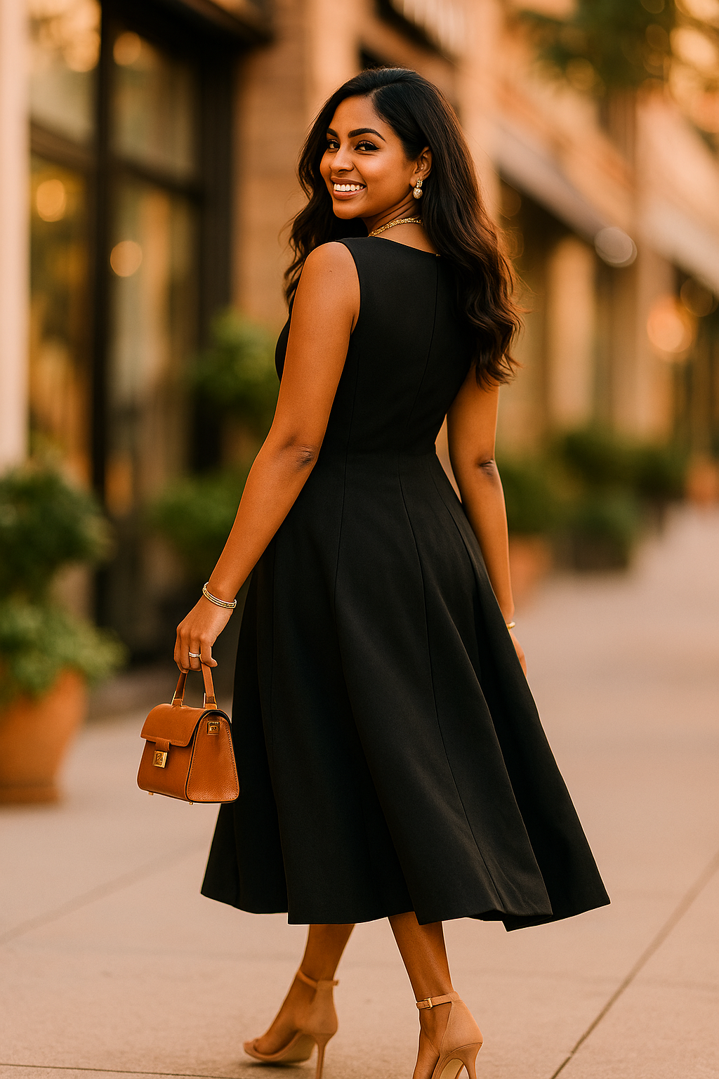 Timeless Elegance Black Midi Dress