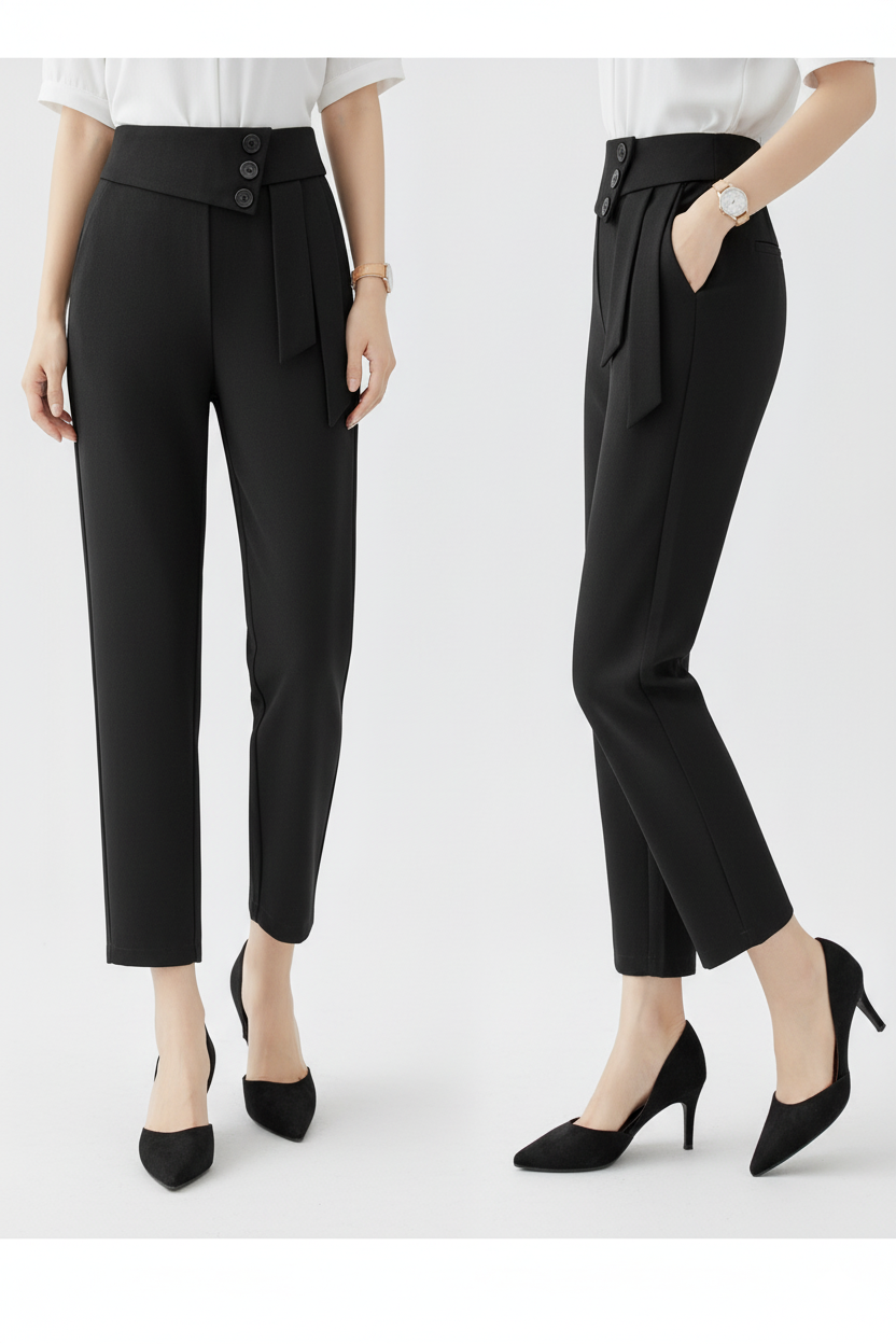 Belted Button Pants