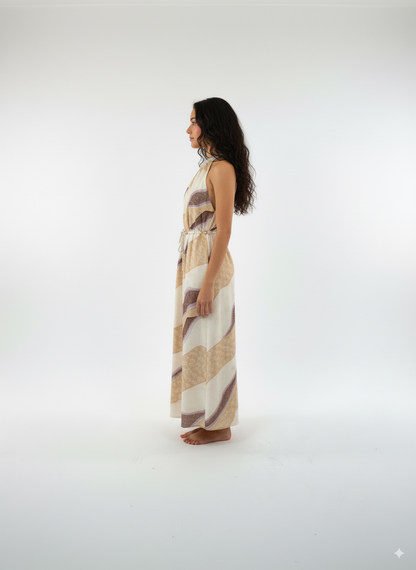 Striped Halter Maxi Dress