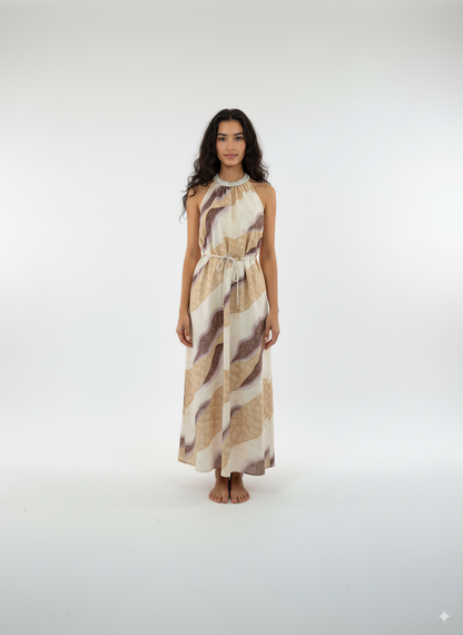 Striped Halter Maxi Dress