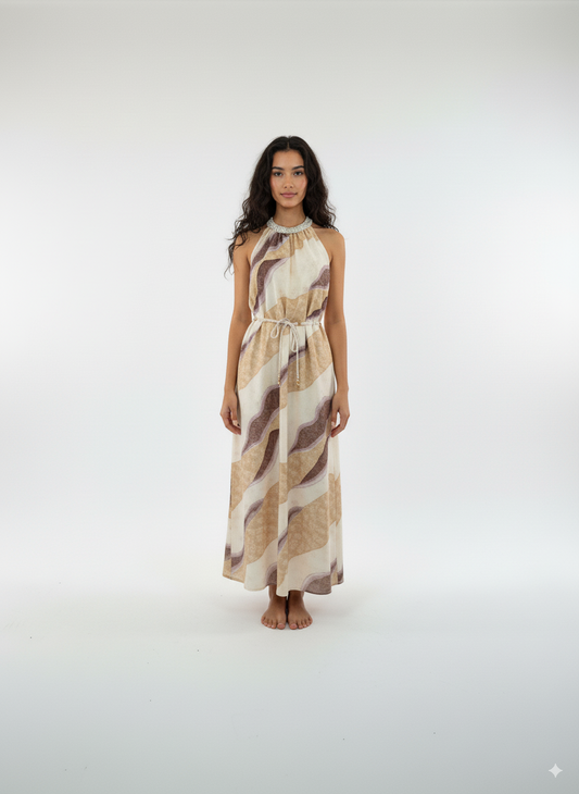 Striped Halter Maxi Dress