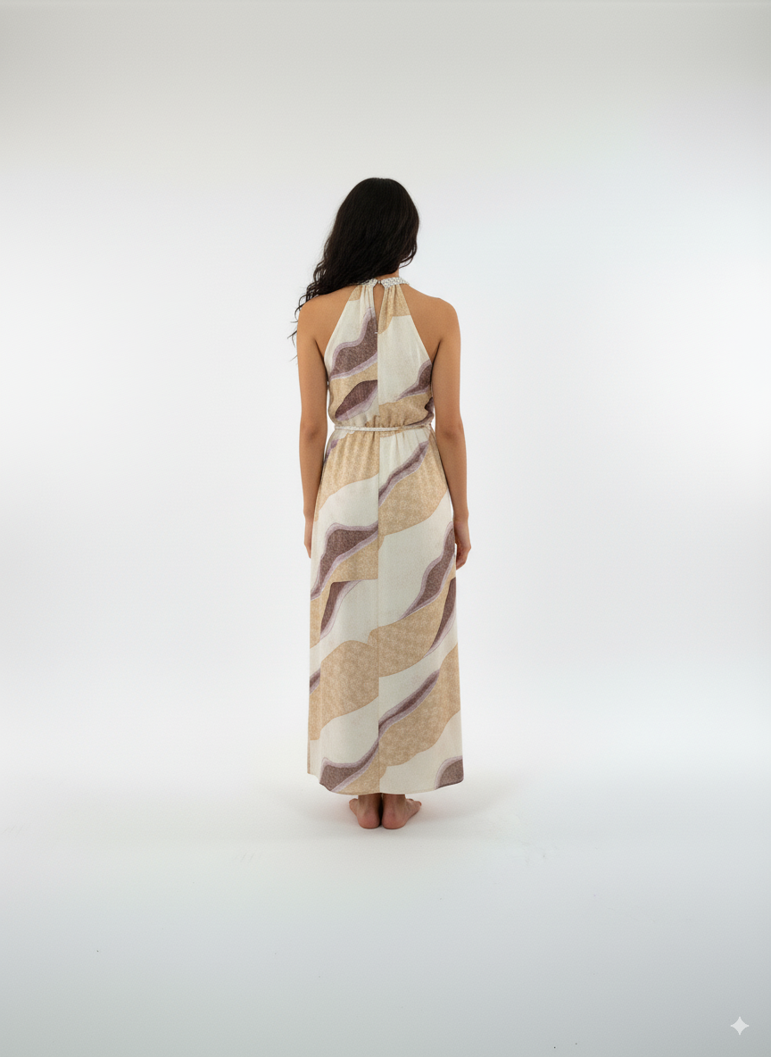 Striped Halter Maxi Dress