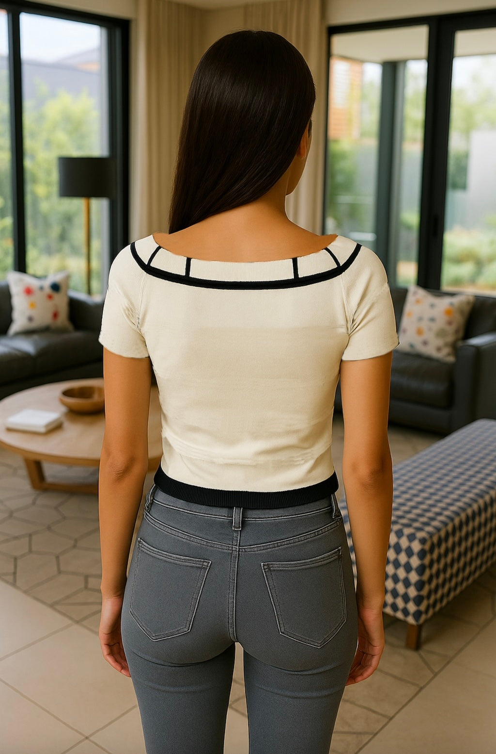 Striped Edge Knit Tee